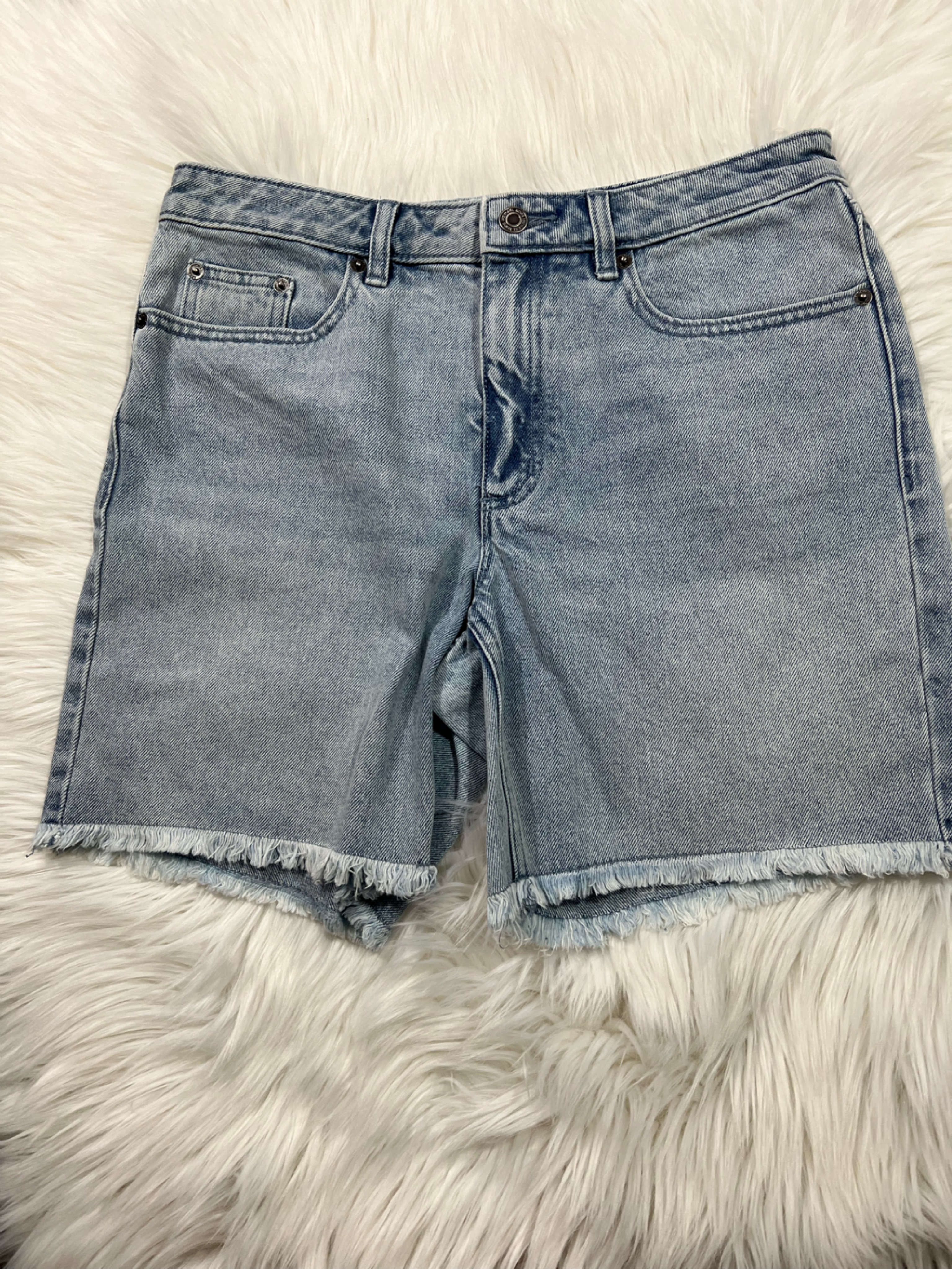 Michael Kors Light Blue Denim Shorts With Embroidered Waistband